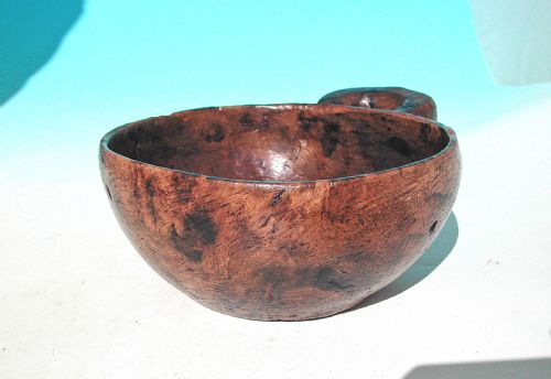 antique 19thc birch dug out food bowl with side handle scandinavian c184060 - CATEGORY: ANTIQUE MISCELLANEOUS - DATED 19TH CENTURY