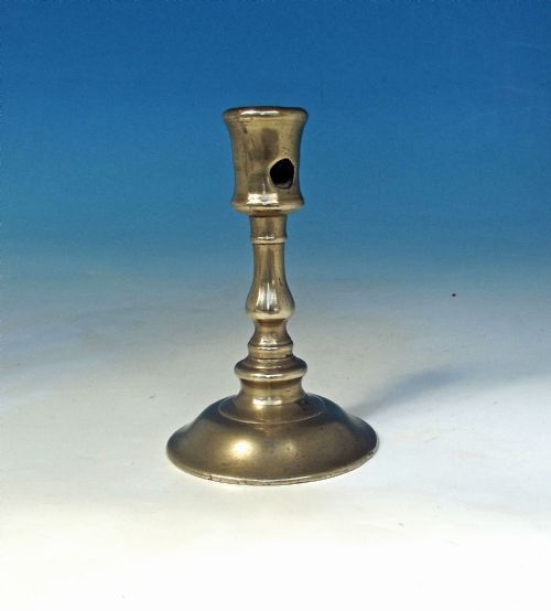 16THC EARLY METALWARE BRASS SINGLE CANDLESTICK FRENCH C155080 - ADDITIONAL PHOTO 1