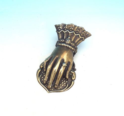 Antique Metalware 19thc Brass "Hand" Paper Clip.    English C1860-80.