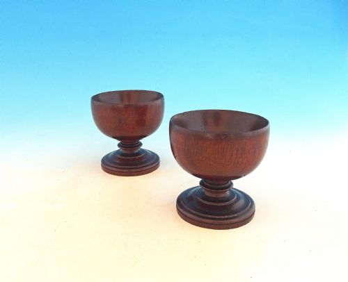 antique pair of 19thc turned mahogany treen salts english c184060 - CATEGORY: ANTIQUE MISCELLANEOUS - DATED 19TH CENTURY