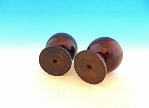 ANTIQUE PAIR OF 19THC TURNED MAHOGANY TREEN SALTS ENGLISH C184060 - ADDITIONAL PHOTO 4