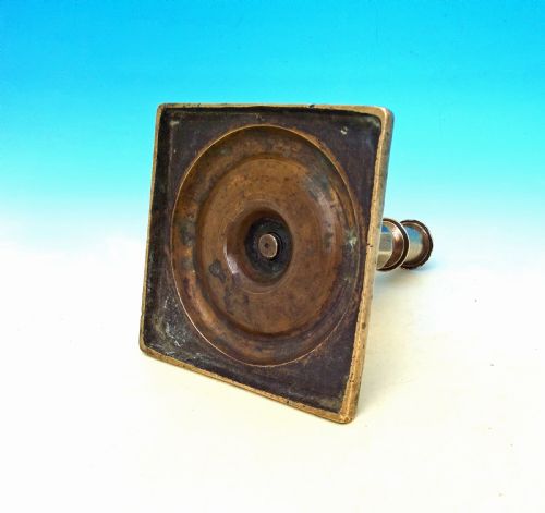 ANTIQUE METALWARE 17THC BRASS SINGLE CANDLESTICK ON SQUARE BASE C1650 - ADDITIONAL PHOTO 1