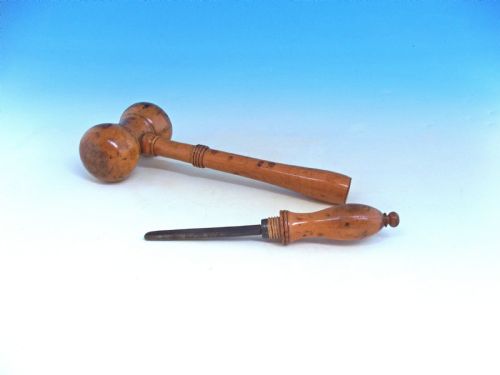 ANTIQUE TREEN 19THC BOXWOOD SUGAR MALLET CHISEL ENGLISH C184060 - ADDITIONAL PHOTO 2