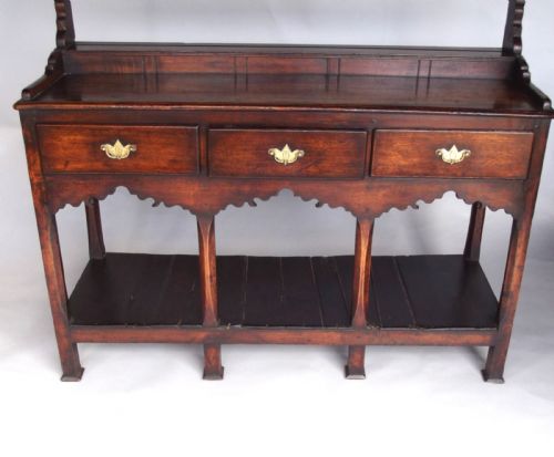 A SMALL 18THC FURNITURE OAK ASH POTBOARD DRESSER WITH ORIGINAL RACK WELSH C178090 - ADDITIONAL PHOTO 3