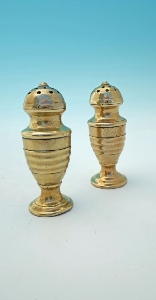ANTIQUE METALWARE PAIR OF LATE 18TH BRASS SALT PEPPER MUFFINEERS ENGLISH C177080 - ADDITIONAL PHOTO 3