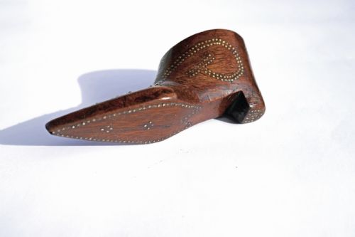 ANTIQUE TREEN 19THC MAHOGANY SNUFF SHOE INLAID WITH MOTHER OF PEARL ENGLISH C184060 - ADDITIONAL PHOTO 3