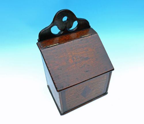 ANTIQUE LATE 18THC OAK INLAID SALT BOX WELSH C178090 - ADDITIONAL PHOTO 1