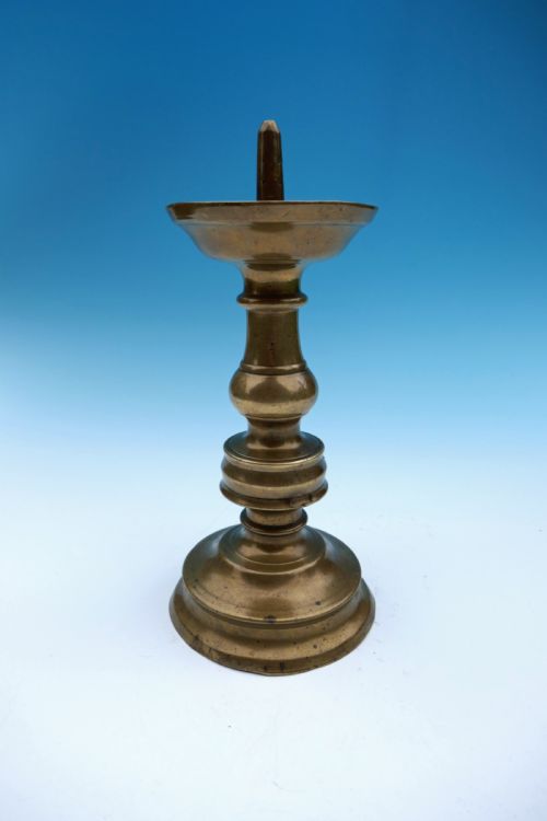 antique metalware 16thc single brass pricket candlestick flemish c1490c1520 - CATEGORY: ANTIQUE LIGHTING - DATED 16TH CENTURY