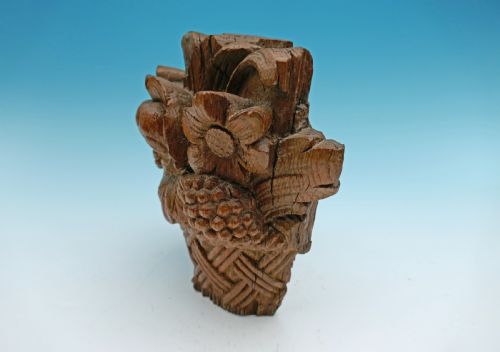 ANTIQUE 17THC OAK CONTINENTAL CARVED FLOWERS IN A BASKET FRENCH C168090 - ADDITIONAL PHOTO 1