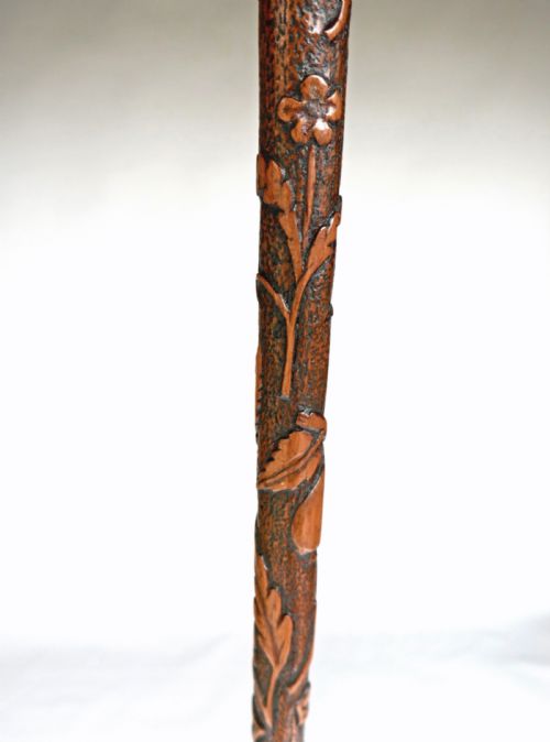 ANTIQUE 19THC FRUITWOOD CARVED WALKING STICK DATED 1898 ENGLISH - ADDITIONAL PHOTO 4