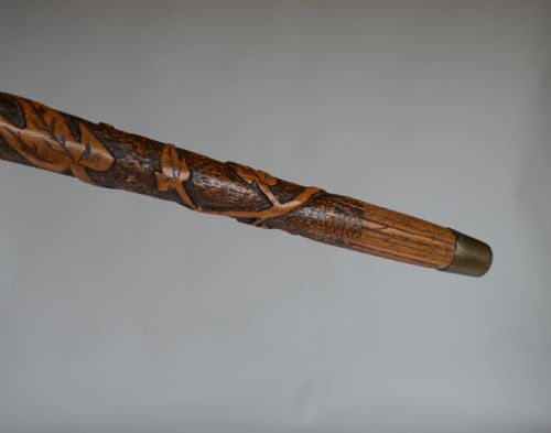ANTIQUE 19THC FRUITWOOD CARVED WALKING STICK DATED 1898 ENGLISH - ADDITIONAL PHOTO 5
