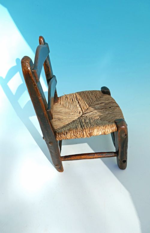 ANTIQUE COUNTRY FURNITURE 18THC CHILDS RUSH SEATED LADDERBACK CHAIR N ENGLAND C177090 - ADDITIONAL PHOTO 1