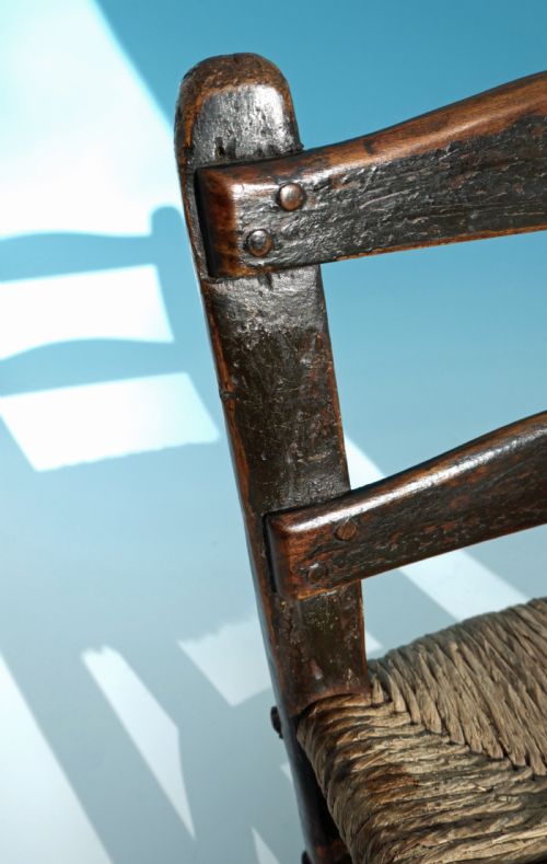 ANTIQUE COUNTRY FURNITURE 18THC CHILDS RUSH SEATED LADDERBACK CHAIR N ENGLAND C177090 - ADDITIONAL PHOTO 4