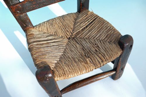 ANTIQUE COUNTRY FURNITURE 18THC CHILDS RUSH SEATED LADDERBACK CHAIR N ENGLAND C177090 - ADDITIONAL PHOTO 5