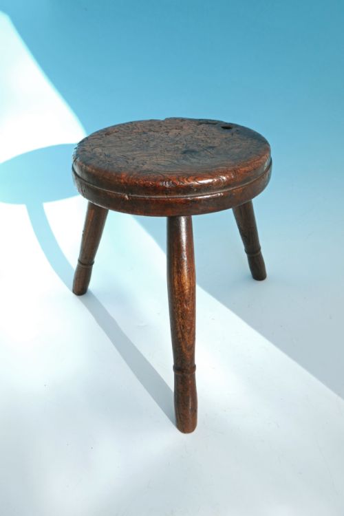 early 20thc country furniture burr elm dated signed stool english scottish c1905 - CATEGORY: ANTIQUE STOOLS - DATED 1900