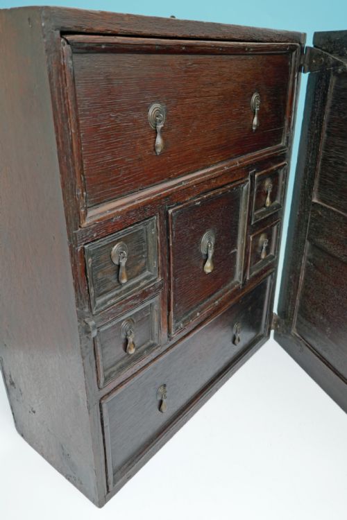 ANTIQUE PERIOD OAK 17THC JOYNED MURAL SPICE CUPBOARD ENGLISH C167090 - ADDITIONAL PHOTO 6