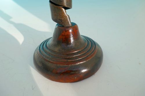 ANTIQUE LIGHTING 18THC SPIRAL CELLAR CANDLESTICK ON FRUITWOOD TURNED BASE ENGLISH FRENCH C1780C1800 - ADDITIONAL PHOTO 1