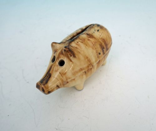 antique pottery 19thc slip glazed money box in the form of a pig - CATEGORY: ANTIQUE BOXES - DATED 19TH CENTURY