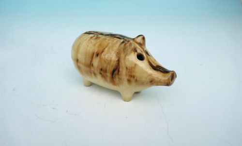 ANTIQUE POTTERY 19THC SLIP GLAZED MONEY BOX IN THE FORM OF A PIG - ADDITIONAL PHOTO 1