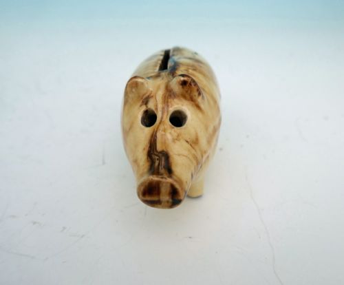 ANTIQUE POTTERY 19THC SLIP GLAZED MONEY BOX IN THE FORM OF A PIG - ADDITIONAL PHOTO 2