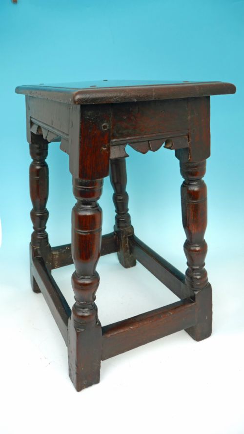 antique furniture 17thc oak joyned stool english c162030 - CATEGORY: ANTIQUE STOOLS - DATED 17TH CENTURY