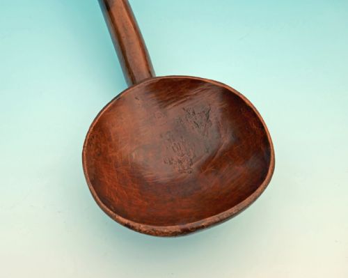ANTIQUE TREEN 19THC SYCAMORE HOOK HANDLE CAWL LADLE WELSH C182040 - ADDITIONAL PHOTO 1