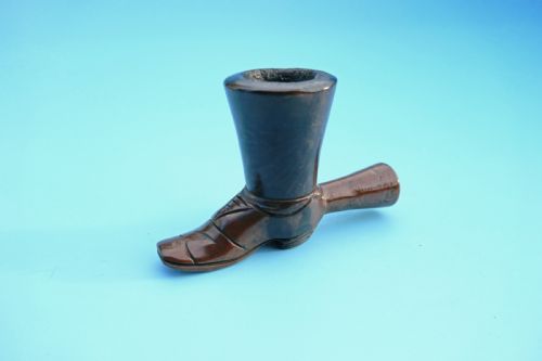 antique 19thc treen boxwood walnut carved pipe in the shape of a boot english french c182040 - CATEGORY: ANTIQUE MISCELLANEOUS - DATED 19TH CENTURY