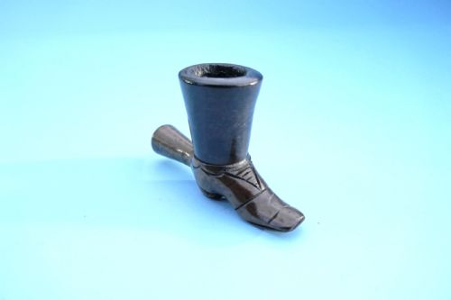 ANTIQUE 19THC TREEN BOXWOOD WALNUT CARVED PIPE IN THE SHAPE OF A BOOT ENGLISH FRENCH C182040 - ADDITIONAL PHOTO 2