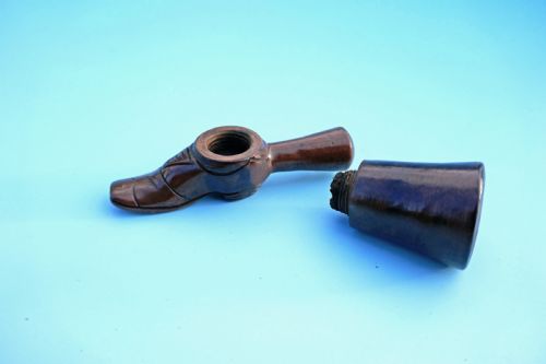 ANTIQUE 19THC TREEN BOXWOOD WALNUT CARVED PIPE IN THE SHAPE OF A BOOT ENGLISH FRENCH C182040 - ADDITIONAL PHOTO 4