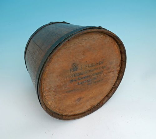 ANTIQUE TREEN 19THC STAVED DECORATORS BUCKET WITH MAKERS LABEL ENGLISH C186080 - ADDITIONAL PHOTO 2