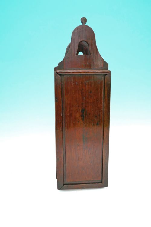 antique 18thc oak hanging wall candlebox with rare bell shape to lid welsh c177090 - CATEGORY: ANTIQUE BOXES - DATED 18TH CENTURY