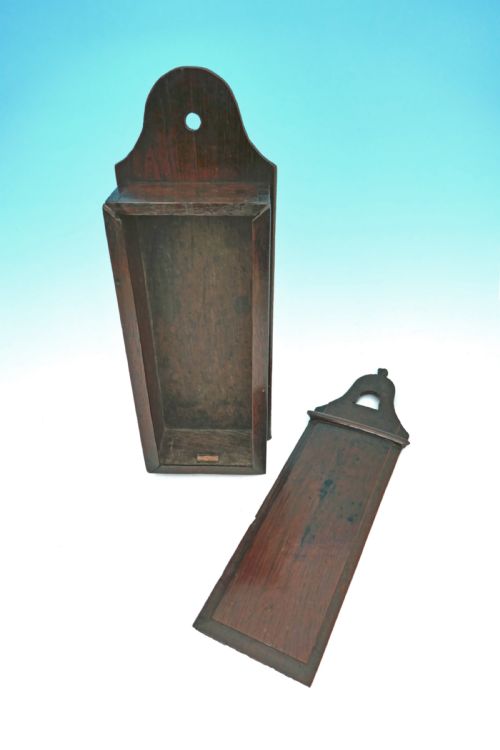 ANTIQUE 18THC OAK HANGING WALL CANDLEBOX WITH RARE BELL SHAPE TO LID WELSH C177090 - ADDITIONAL PHOTO 1