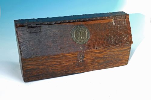 antique oak late 18thc shipwrights toolbox dated 1827 french c178090 - CATEGORY: ANTIQUE BOXES - DATED 18TH CENTURY