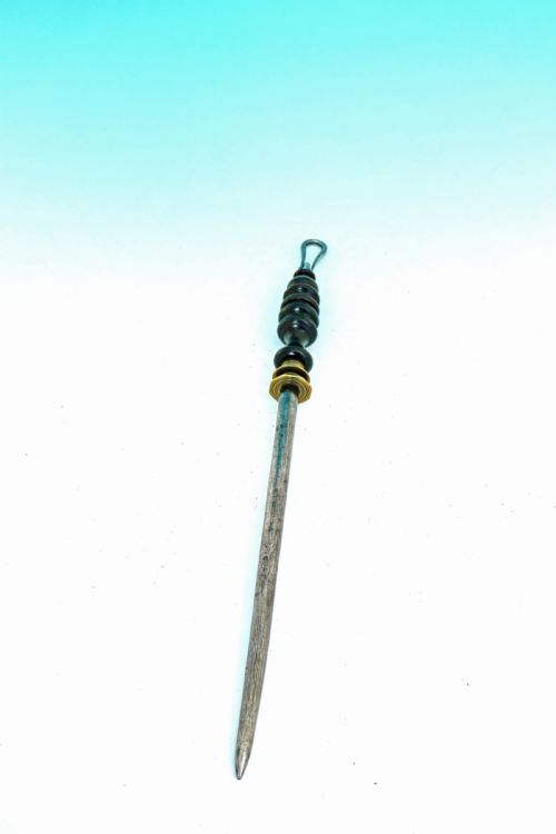 antique metalware 19thc butcher's steel with bobbin turned handle english c180020 - CATEGORY: ANTIQUE MISCELLANEOUS - DATED 19TH CENTURY