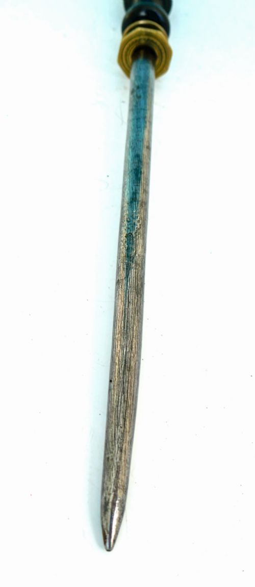 ANTIQUE METALWARE 19THC BUTCHER'S STEEL WITH BOBBIN TURNED HANDLE ENGLISH C180020 - ADDITIONAL PHOTO 3
