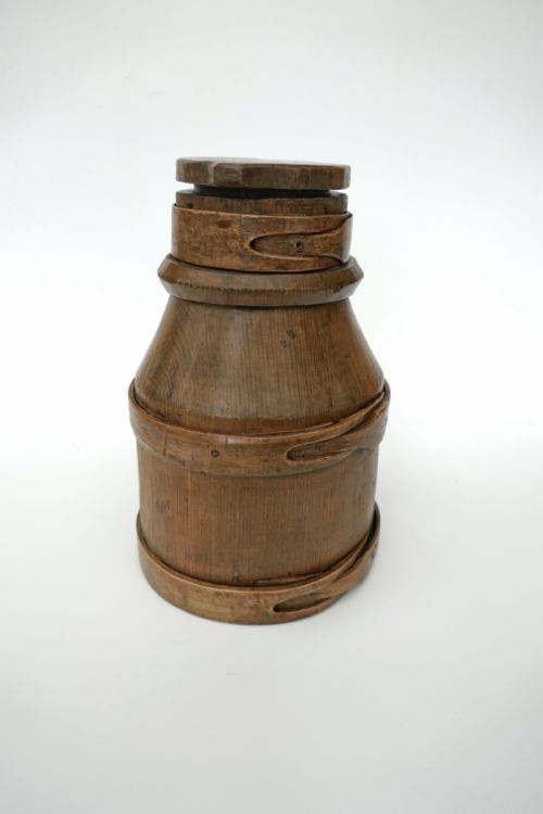 A SMALL 19THC TREEN PINE LATHE BOUND MILK CREAM CHURN FRENCH C1840 - ADDITIONAL PHOTO 2