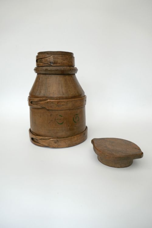 A SMALL 19THC TREEN PINE LATHE BOUND MILK CREAM CHURN FRENCH C1840 - ADDITIONAL PHOTO 3