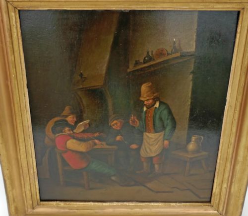 ANTIQUE 19THC OIL ON OAK PANEL OF A TAVERN SCENE DUTCH C187090 - ADDITIONAL PHOTO 1