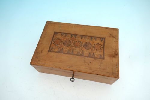 ANTIQUE EARLY 19THC FRUITWOOD PARQUETRY WORK BOX ENGLISH C180020 - ADDITIONAL PHOTO 1