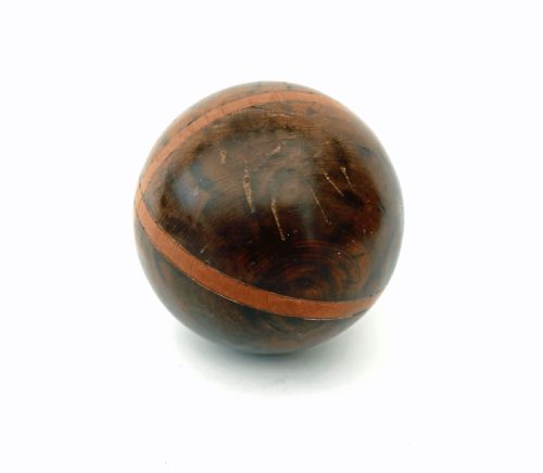 ANTIQUE 19THC TREEN YEW WOOD INLAID WITH BOXWOOD CARPET BOWL SCOTTISH C186080 - ADDITIONAL PHOTO 2