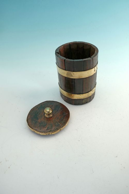 EARLY TREEN 19THC BRASS BOUND OAK STAVED LIDDED FLOUR BARREL ENGLISH C180020 - ADDITIONAL PHOTO 1