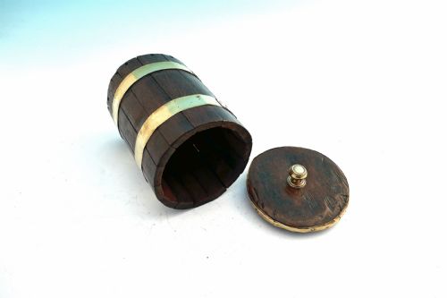 EARLY TREEN 19THC BRASS BOUND OAK STAVED LIDDED FLOUR BARREL ENGLISH C180020 - ADDITIONAL PHOTO 3