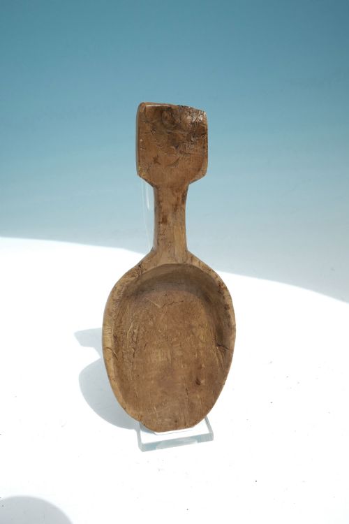 antique treen 19thc carved sycamore butter spoon welsh c184060 - CATEGORY: ANTIQUE MISCELLANEOUS - DATED 19TH CENTURY