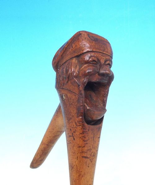 antique treen 19thc fruitwood laughing man nutcracker continental c184060 - CATEGORY: ANTIQUE MISCELLANEOUS - DATED 19TH CENTURY