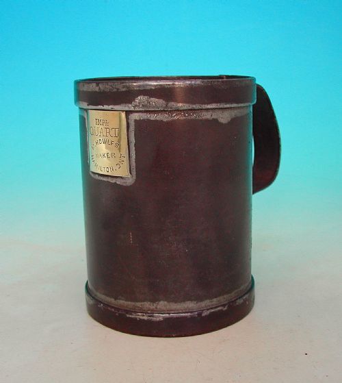 antique metalware 19thc toleware quart grain measure marked ontario canada c184060 - CATEGORY: ANTIQUE METAL - DATED 19TH CENTURY