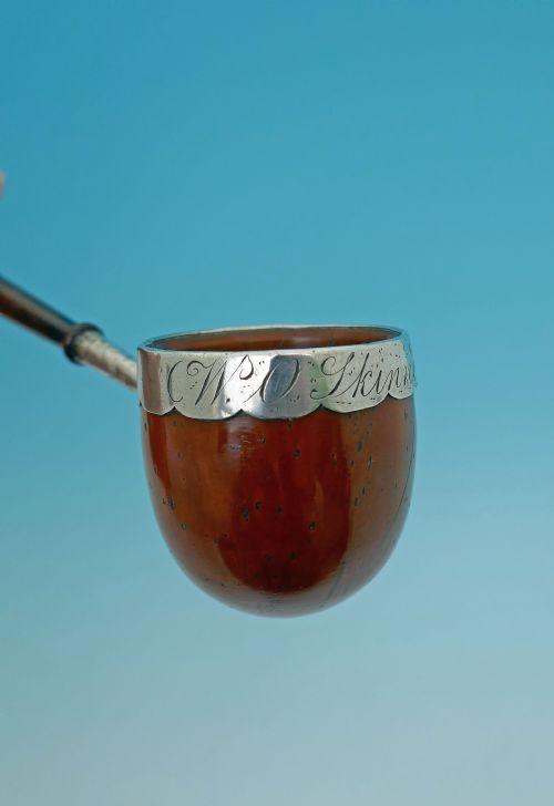 ANTIQUE TREEN 18THC SILVER RIMMED TODDY LADLE ENGRAVED W O SKINNER SCOTTISH C177090 - ADDITIONAL PHOTO 2
