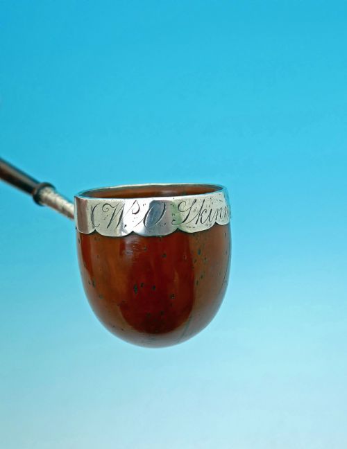 ANTIQUE TREEN 18THC SILVER RIMMED TODDY LADLE ENGRAVED W O SKINNER SCOTTISH C177090 - ADDITIONAL PHOTO 5