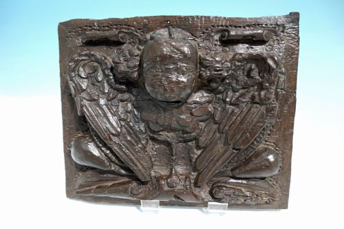 antique elizabethan 16thc oak carved winged angel panel english c156090 - CATEGORY: ANTIQUE MISCELLANEOUS - DATED 16TH CENTURY