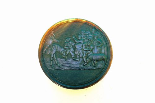 early 19thc horn collectables signed james bradwell pressed snuff box english c180030 - CATEGORY: ANTIQUE BOXES - DATED 19TH CENTURY