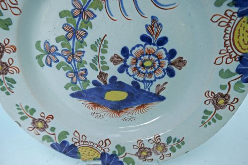 ANTIQUE 18THC ENGLISH POLYCHROME DELFTWARE SINGLE PLATE ENGLISH C175070 - ADDITIONAL PHOTO 1
